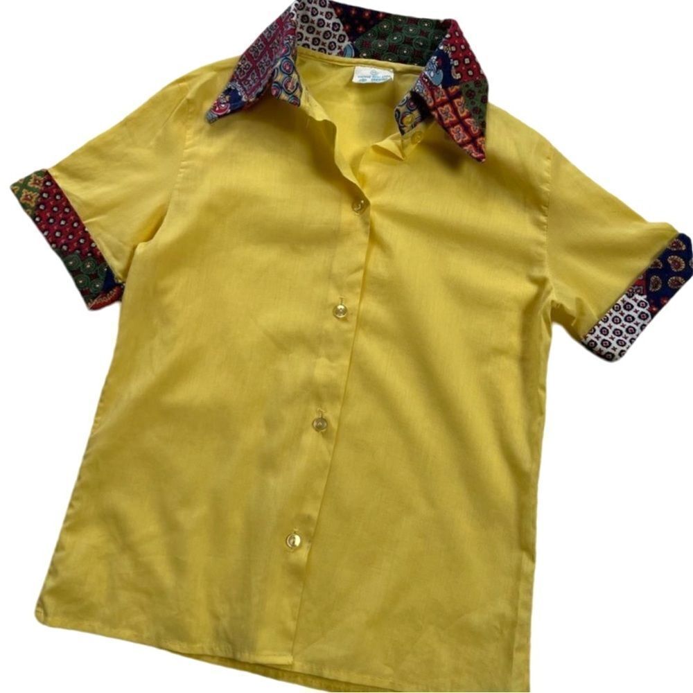 Mod Vintage 1960s Plaid Patchwork Girl’s Button Down Shirt